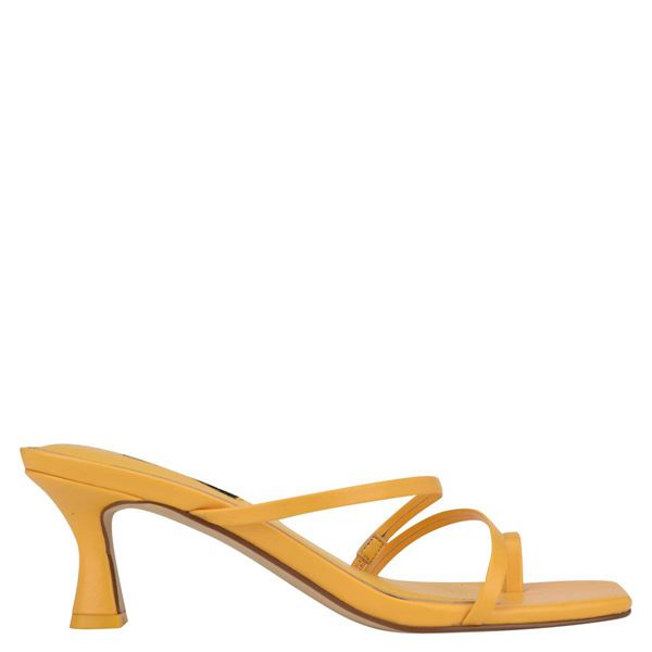 Nine West Aila Heeled Yellow Slides | South Africa 91L96-5R73
